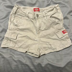 Tan Jean Shorts with pockets on sides